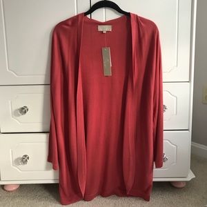 NWT Joan Vass red/dark dusty rose cardigan